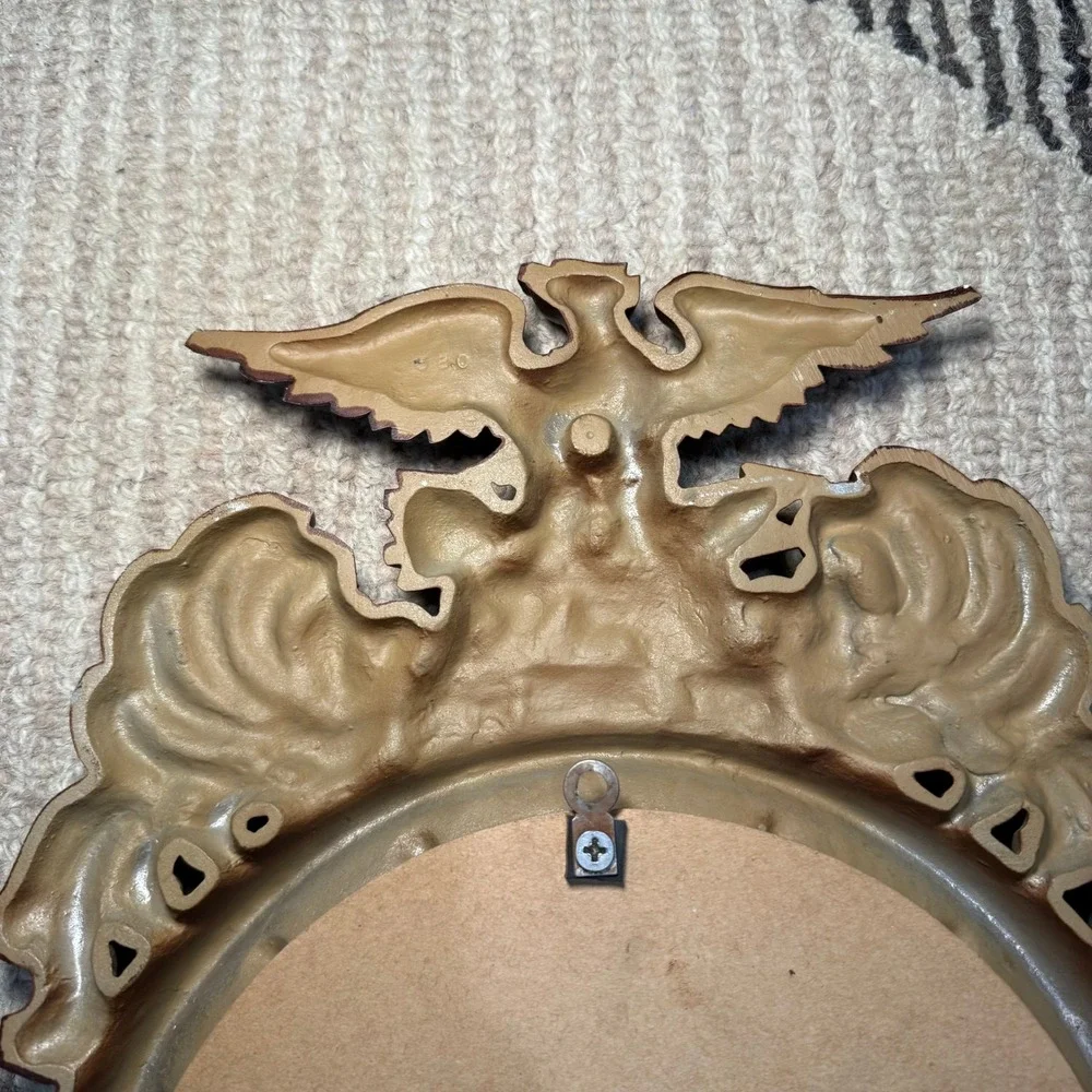 Vintage Federal Eagle Wall Mirror Ornate Carved Frame Colonial Style